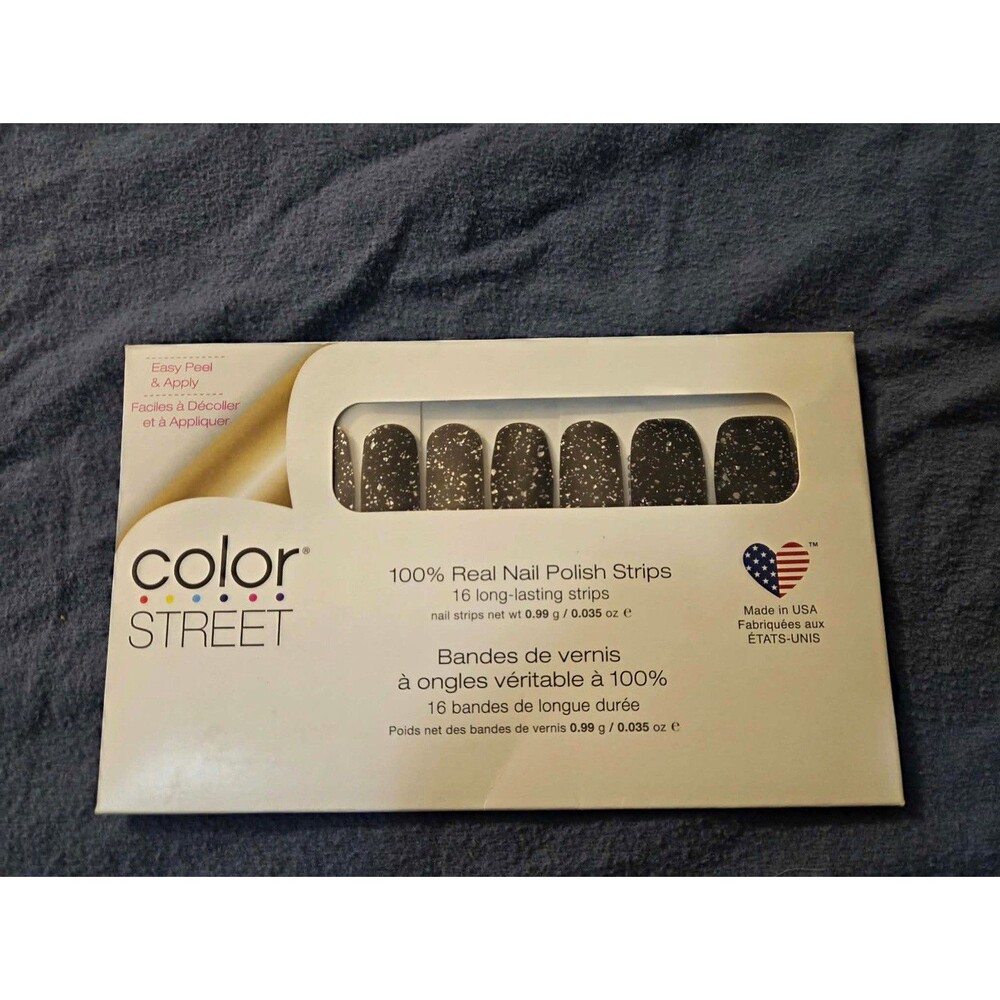 Color Street Silver Mist Black/Silver Glitter Nail Polish Strips 16 0.035oz